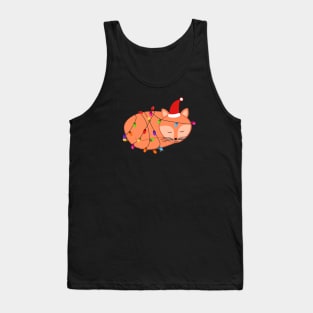 Cute sleeping fox with christmas light bulbs Tank Top